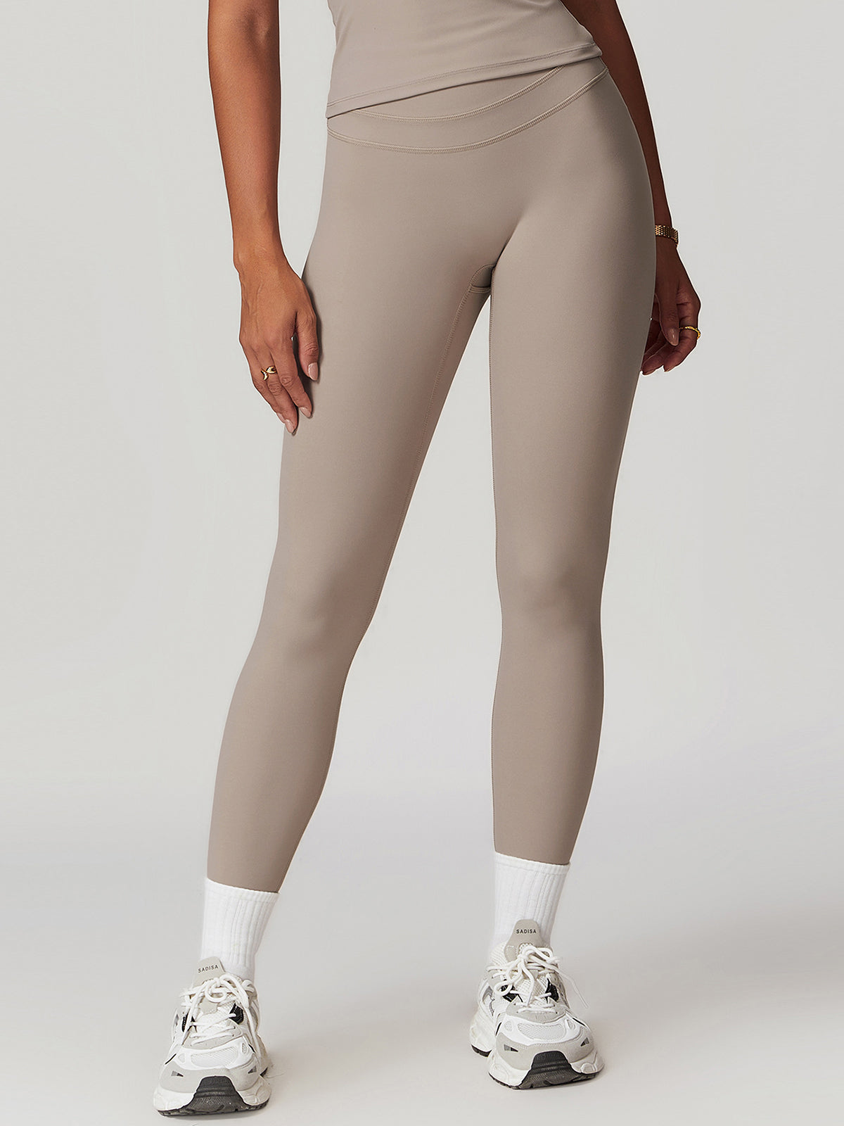 Yüksek Bel Spor Tayt Skinny Kesim Gri