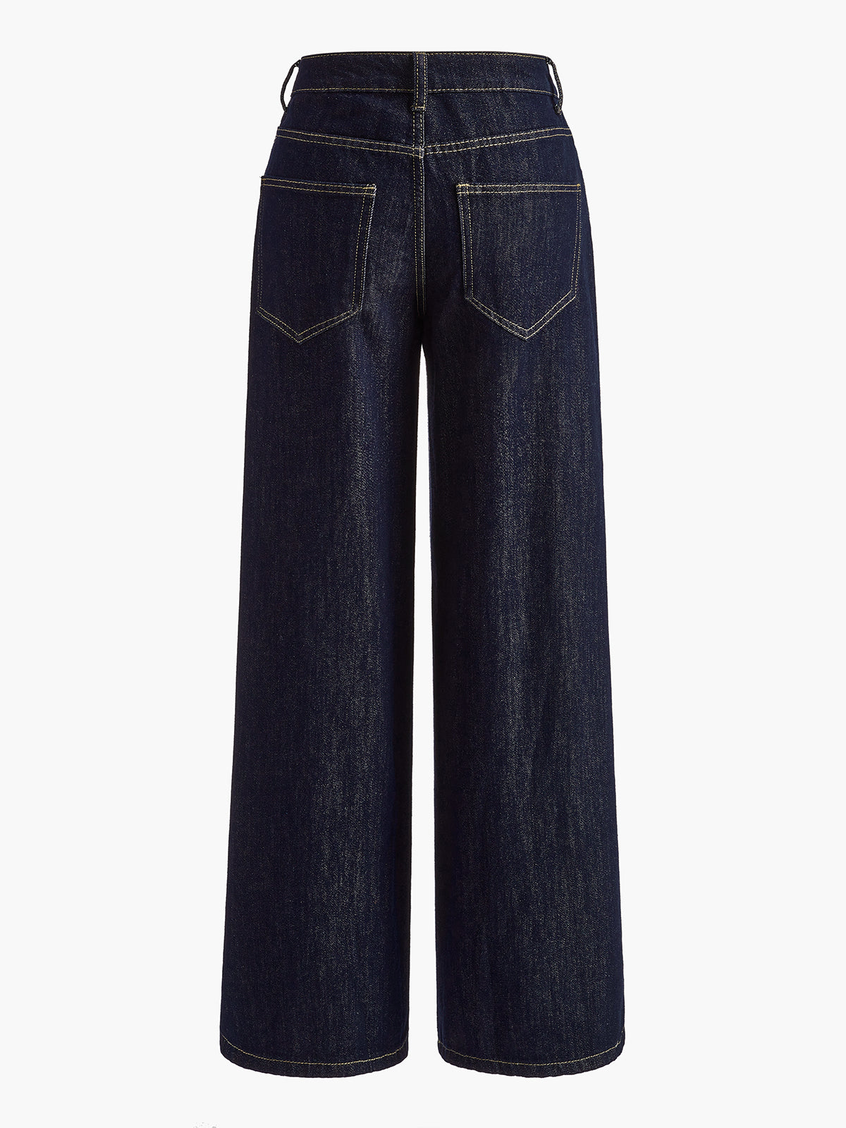Vintage Bol Paça Denim Pantolon Lacivert Orta Bel