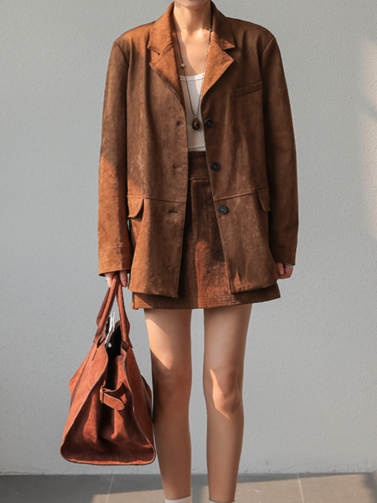 Vintage Süet Blazer - 6. görünüm