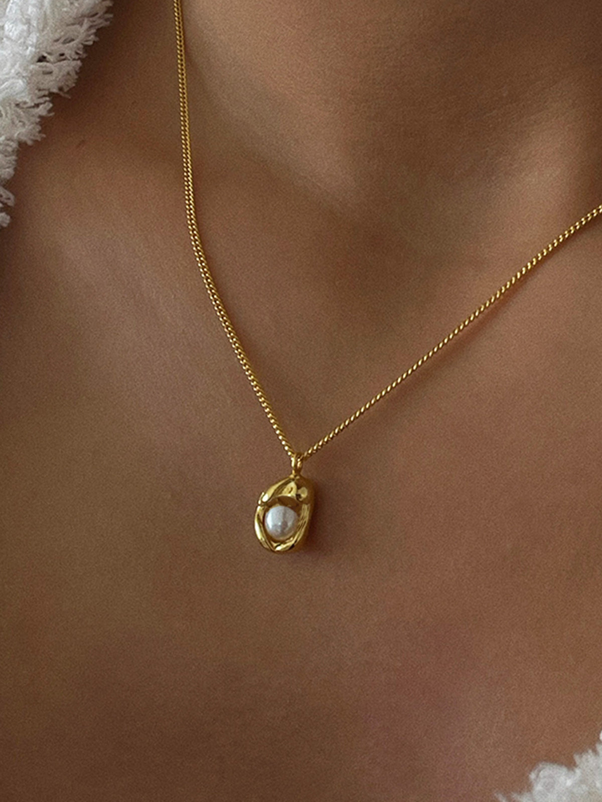 Minimalist Barok İnci Kolye Altın Rengi Ayarlanabilir