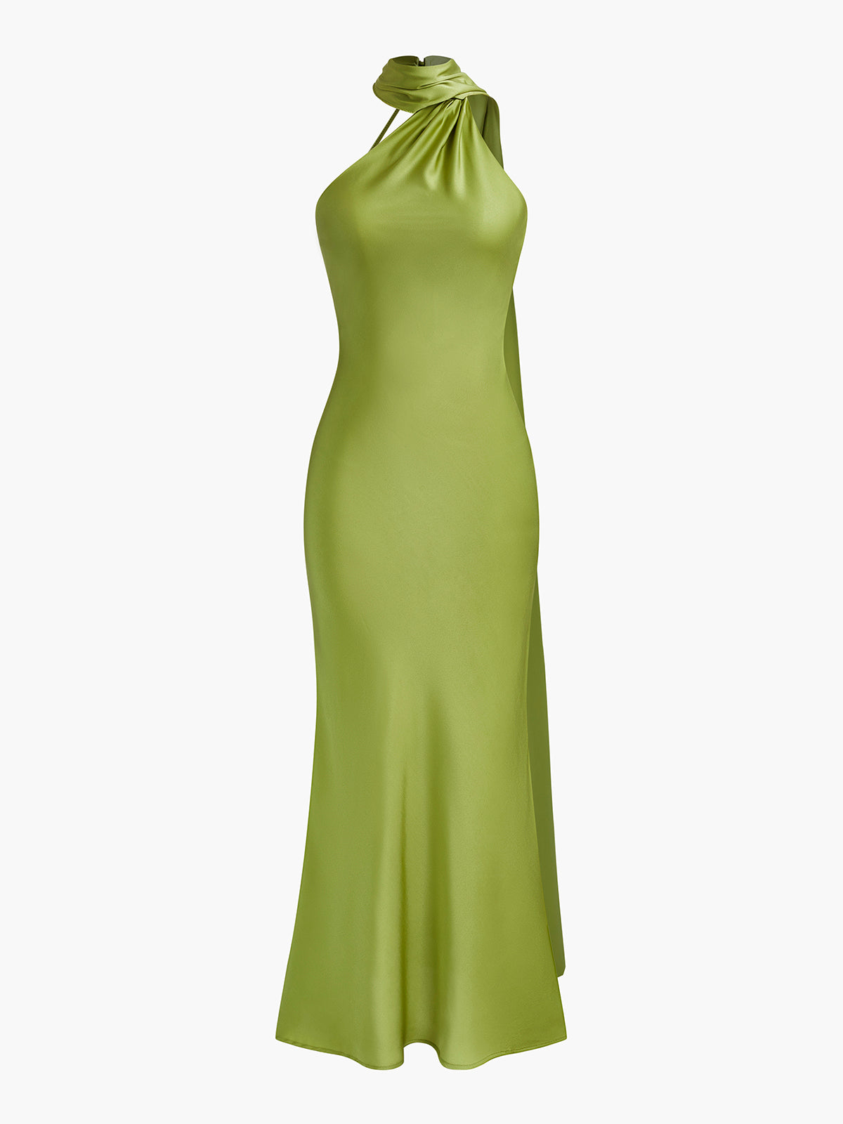 Sırtı Açık Saten Halter Abiye Elbise - 3. görünüm