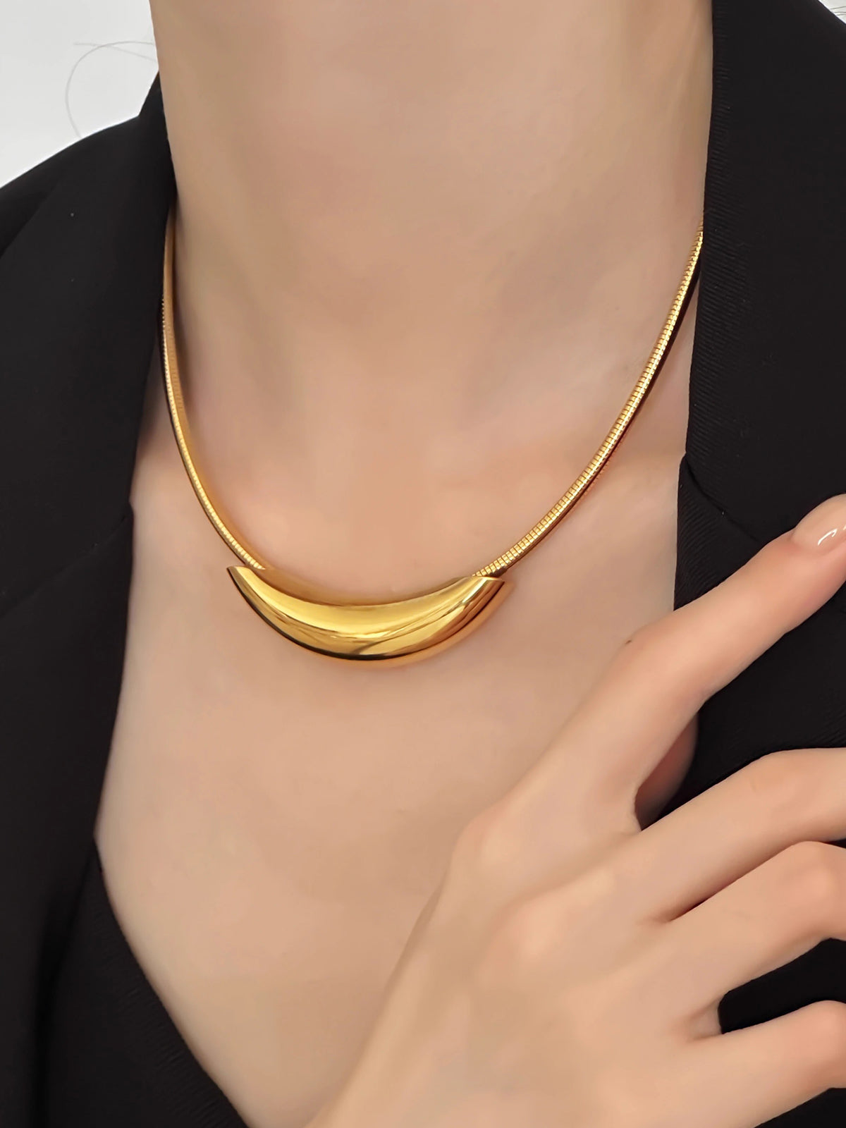 O-Halka Choker Kolye Titanyum Çelik Altın