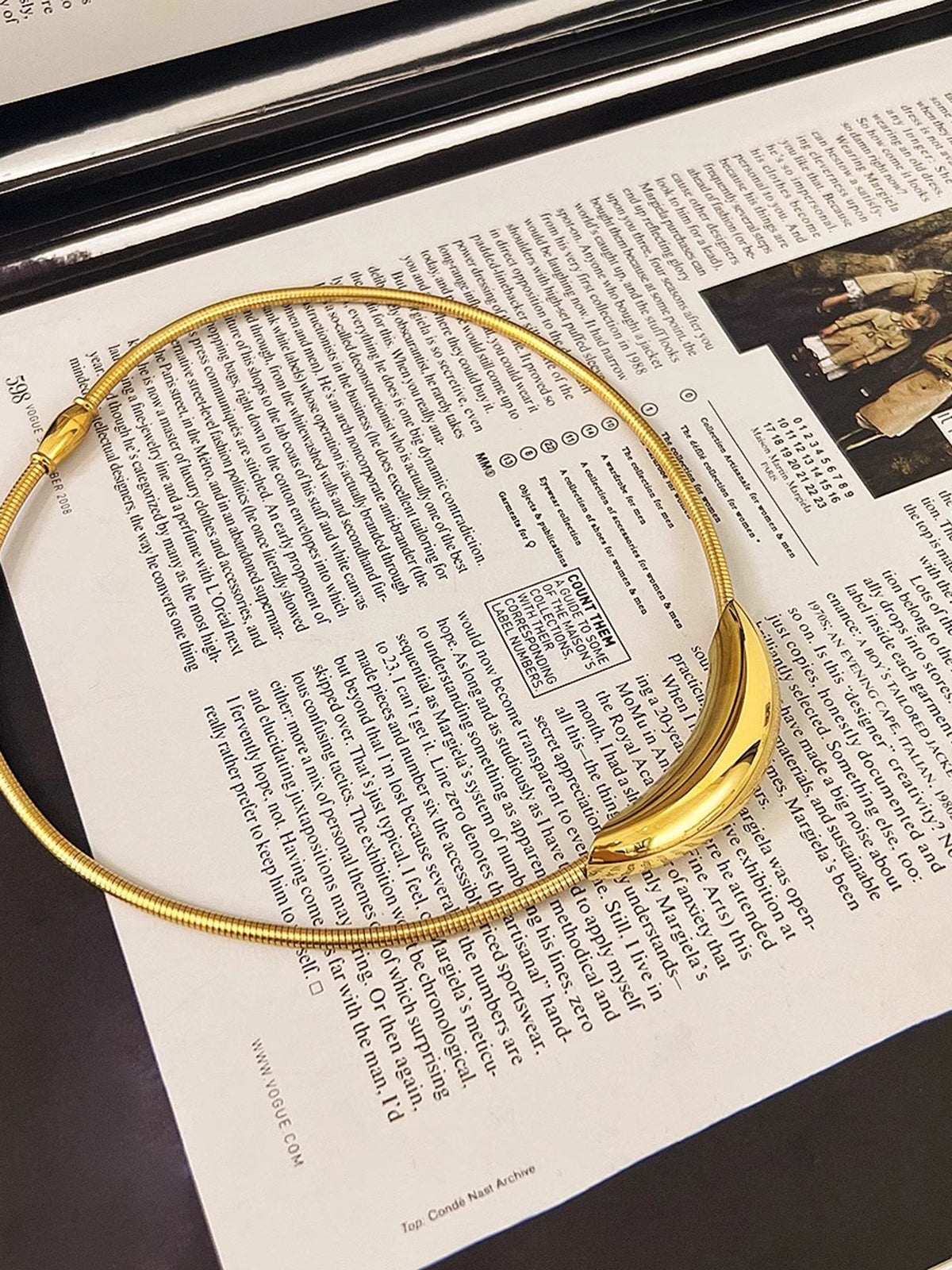 O-Halka Choker Kolye Titanyum Çelik Altın