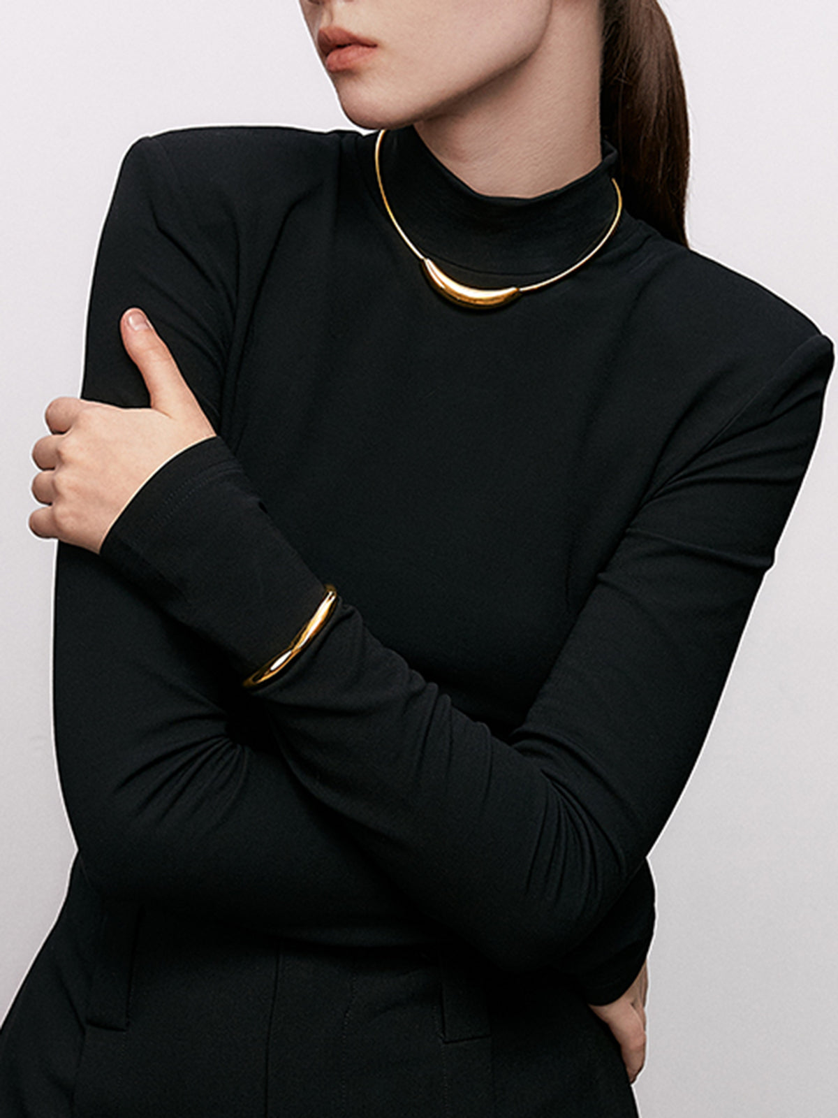O-Halka Choker Kolye Titanyum Çelik Altın