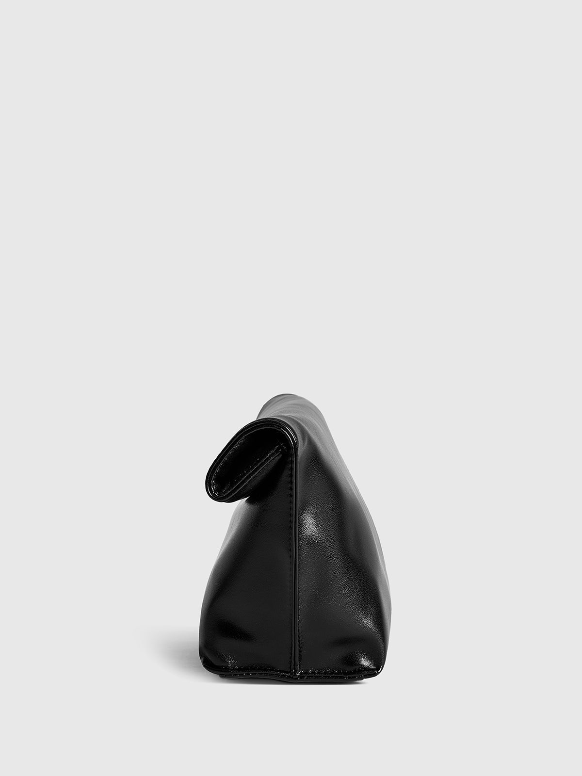 Minimalist Yuvarlak Kenar Zarf Clutch Çantası Siyah