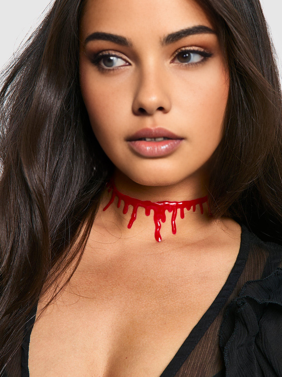 Cadılar Bayramı Kan Damlayan Choker Kolye Kırmızı Plastik
