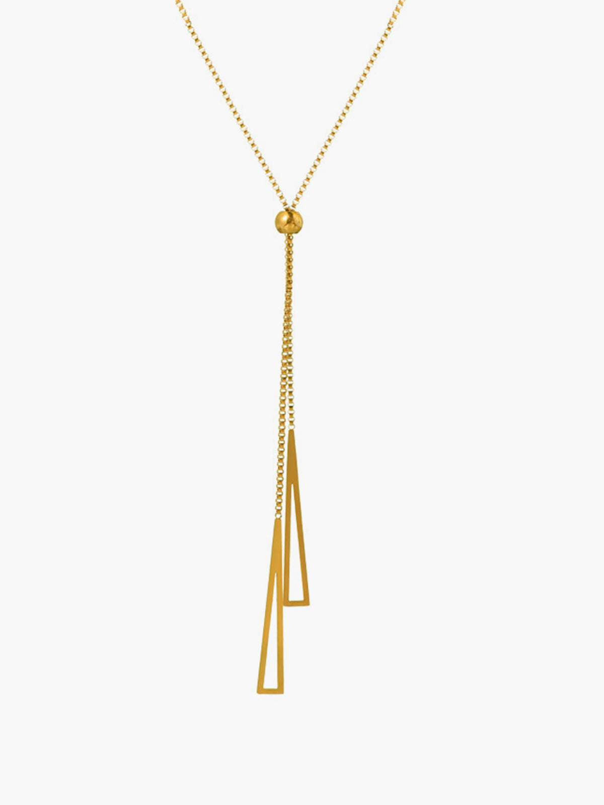 Altın Lariat Püskül Kolye Titanyum Çelik Uzun Model