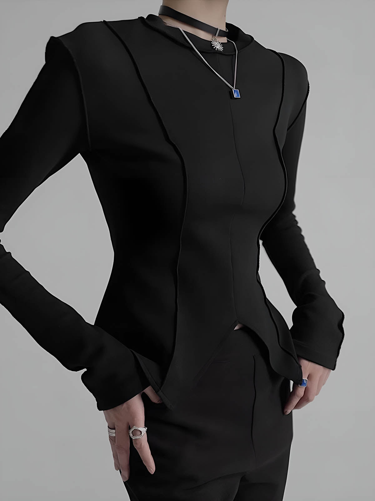 Boru İnce Jersey Bluz - 3. görünüm