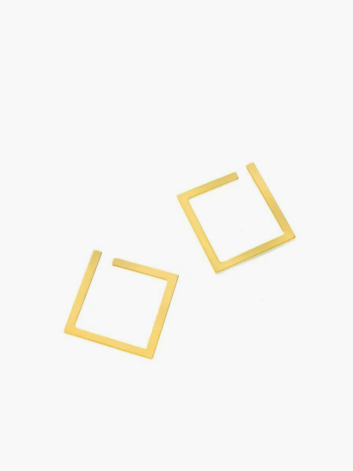 Minimalist Kare Damla Küpeler Altın Geometrik Desen