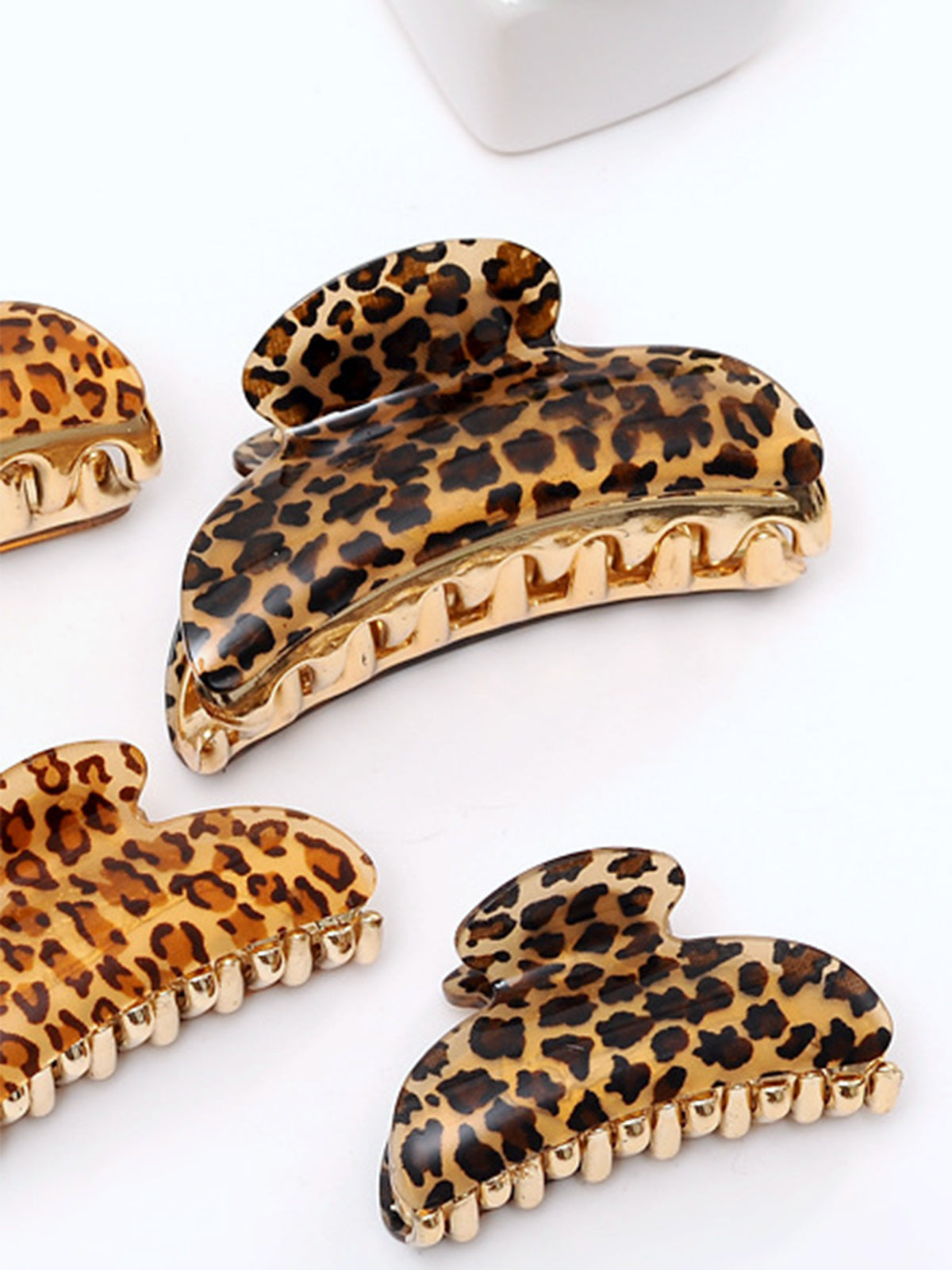 Leopar Desenli Saç Kelepçesi Kahverengi Akrilik