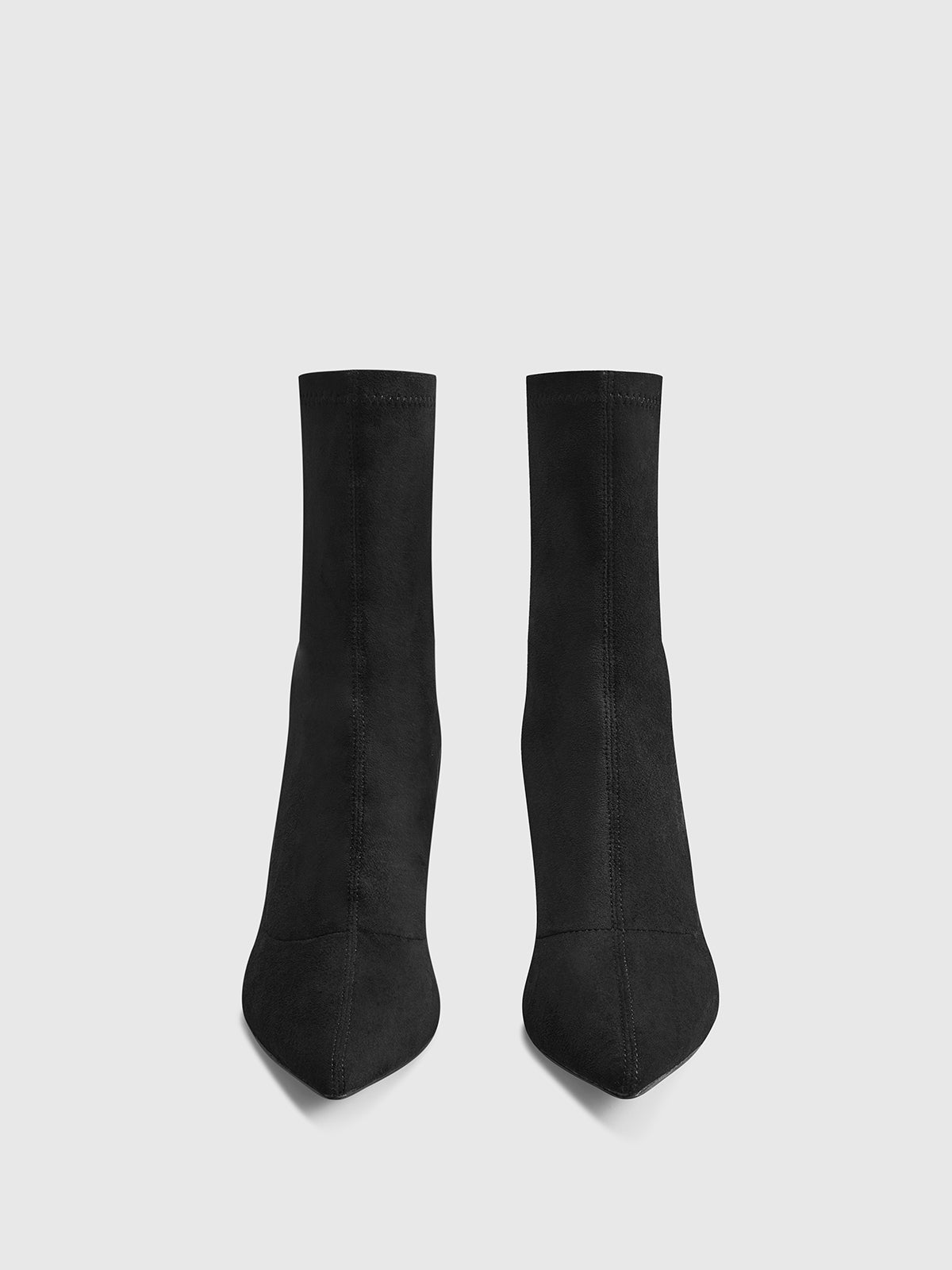 Slingback Topuklu Süet Bot Siyah 7cm Topuk Sivri Burun