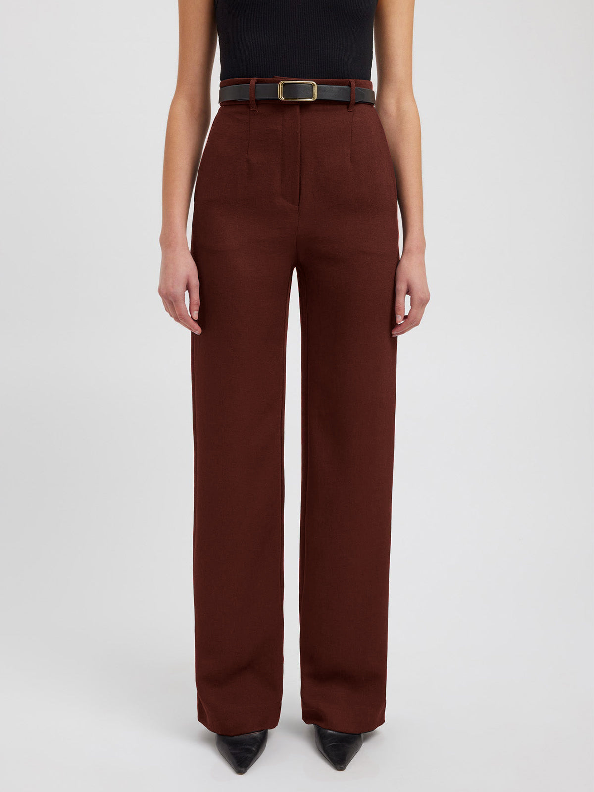 Paça Detay Dokuma Uzun Pantolon Siyah Regular Fit