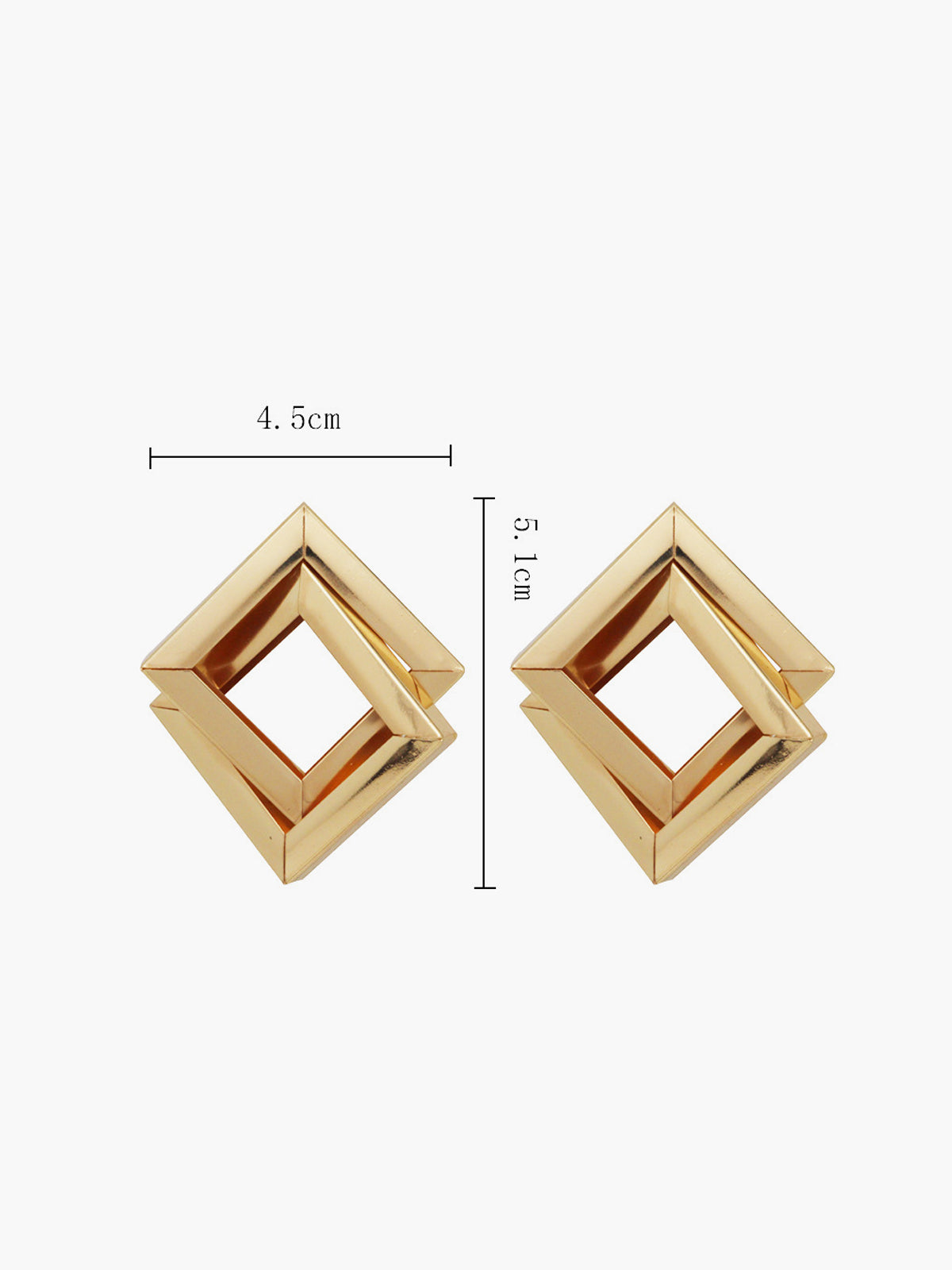 Metal Çapraz Rombik Küpeler Altın Geometrik Desen