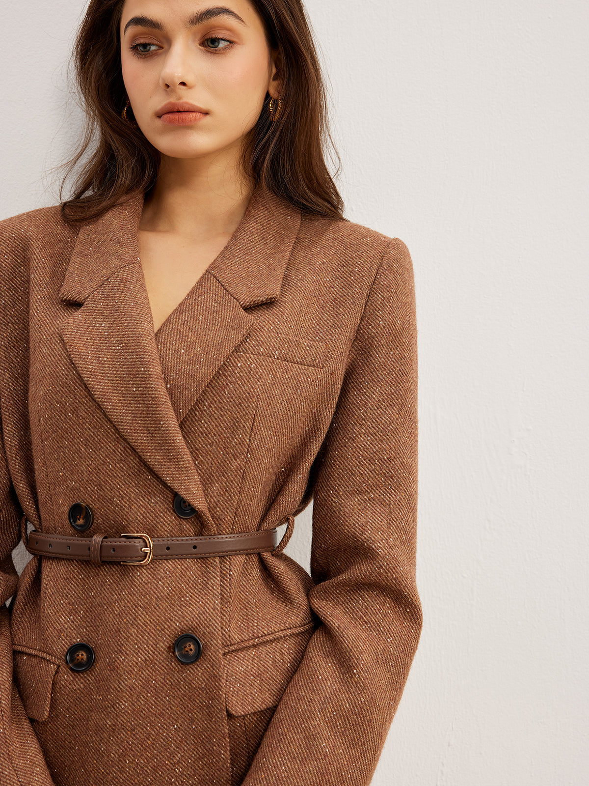 Yün Karışımlı Dokulu Kemerli Blazer - 2. görünüm
