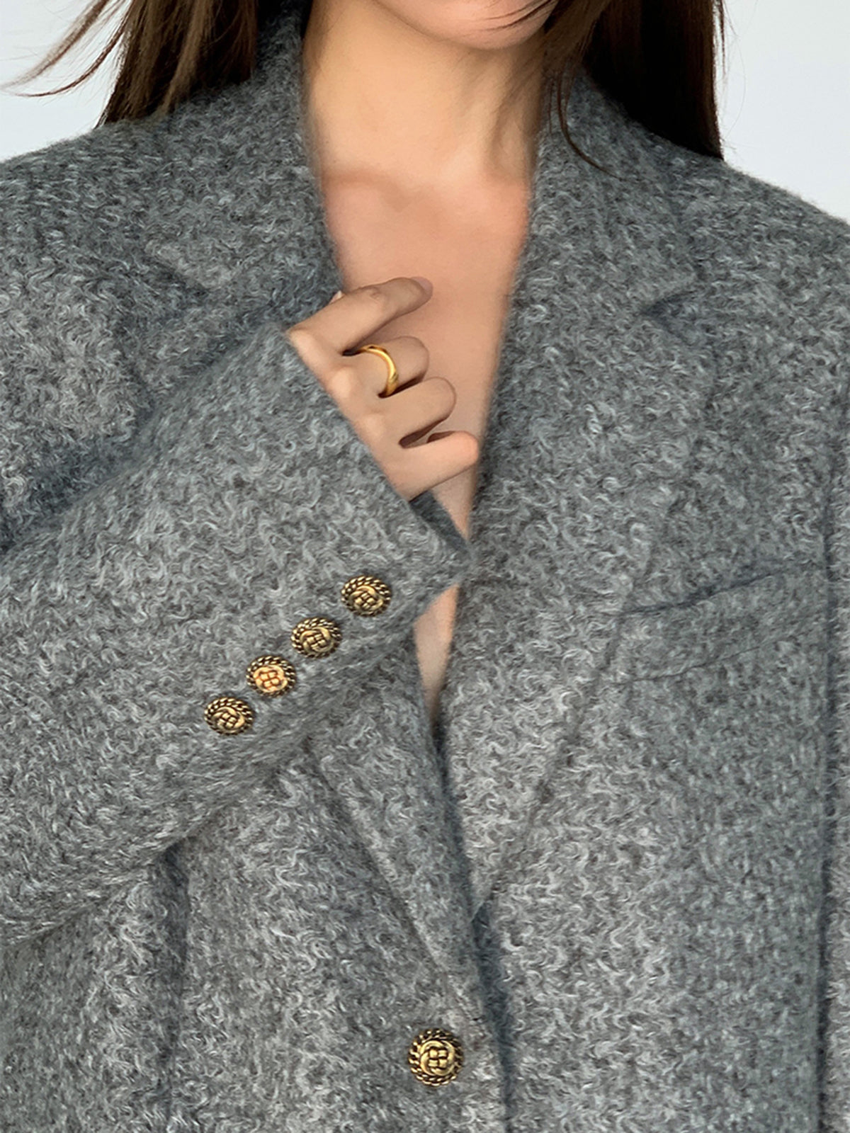 Kemersiz Uzun Tweed Blazer - 5. görünüm