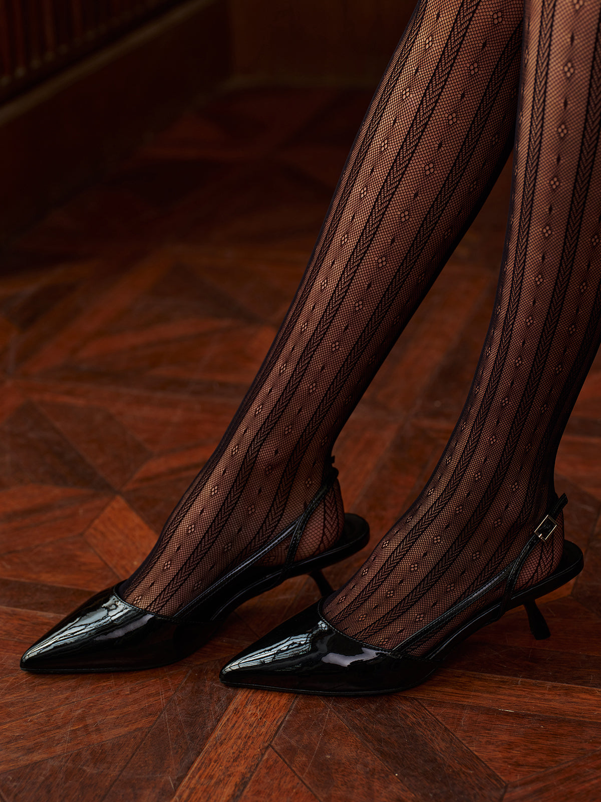 Slingback Topuklu Ayakkabı Sivri Burun 4cm Siyah