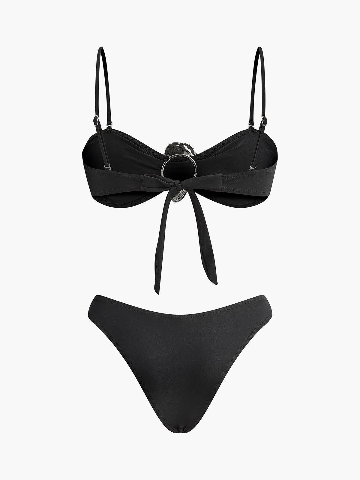 Metal Detaylı Bağlamalı Bikini Takımı Siyah