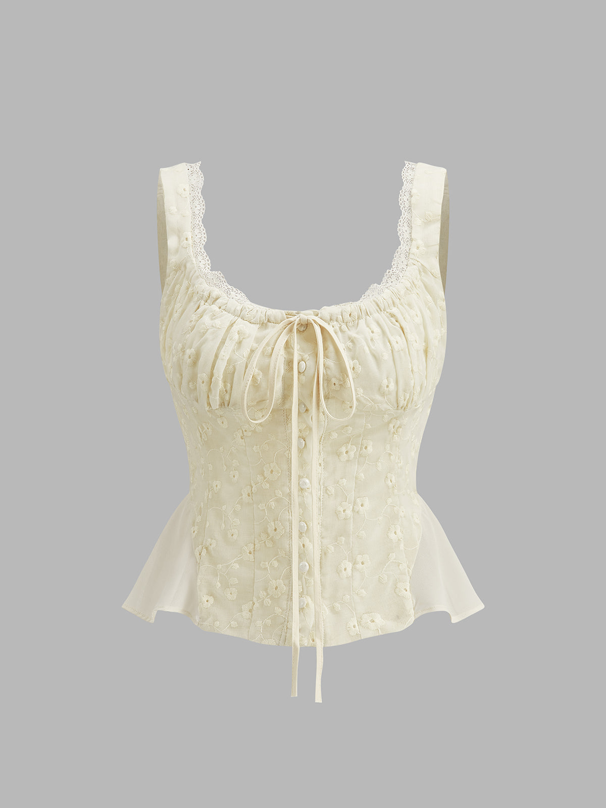 Çiçekli Nakışlı Peplum Bluz Kayısı Dantel Detaylı