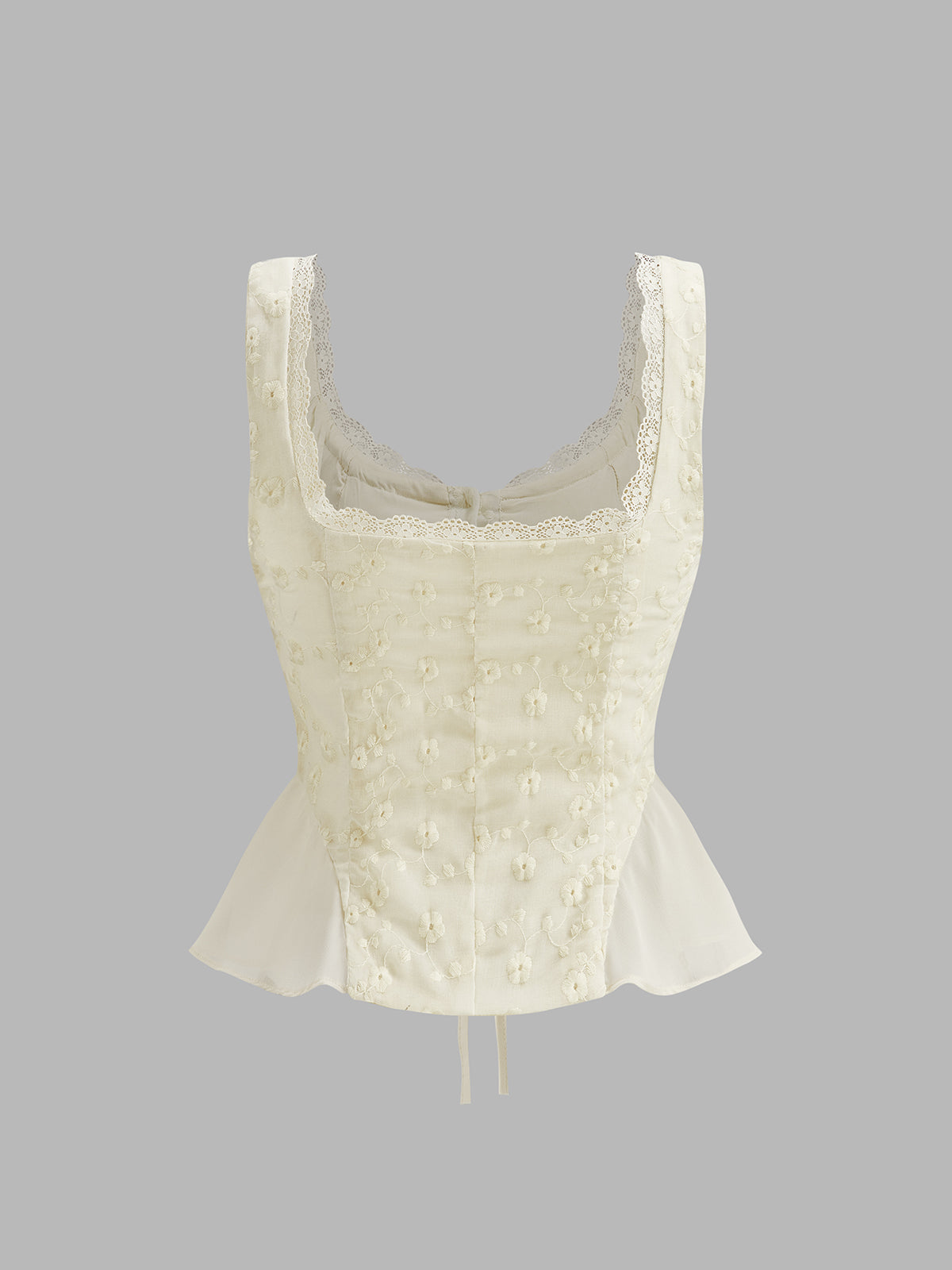 Çiçekli Nakışlı Peplum Bluz Kayısı Dantel Detaylı