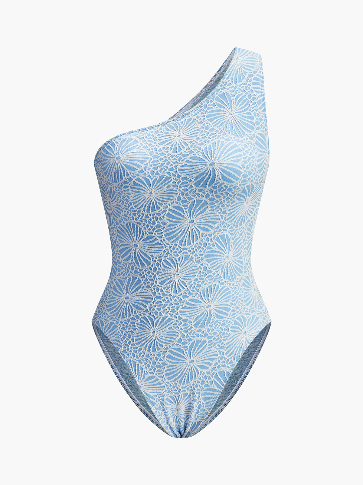 Asimetrik Dantel Kesim Sırt Monokini Açık Mavi