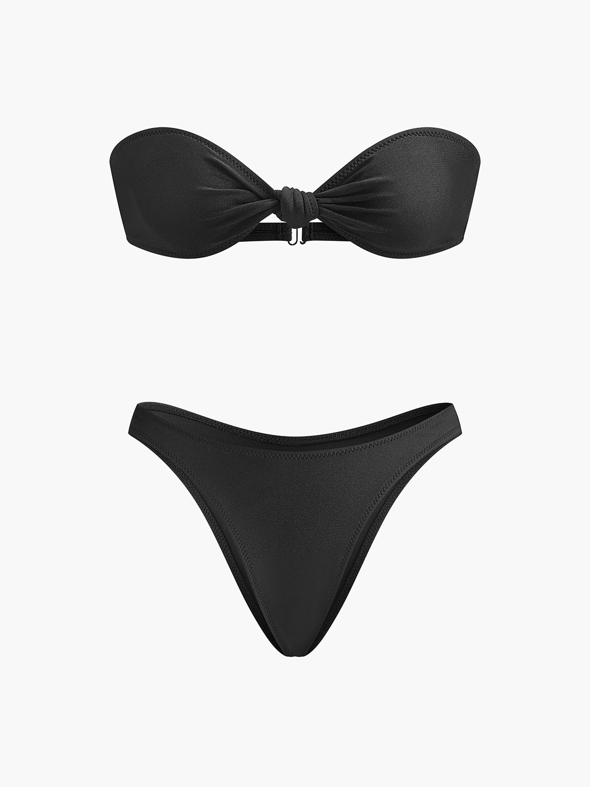 Şık Düğümlü Bandeau Bikini Takımı Siyah