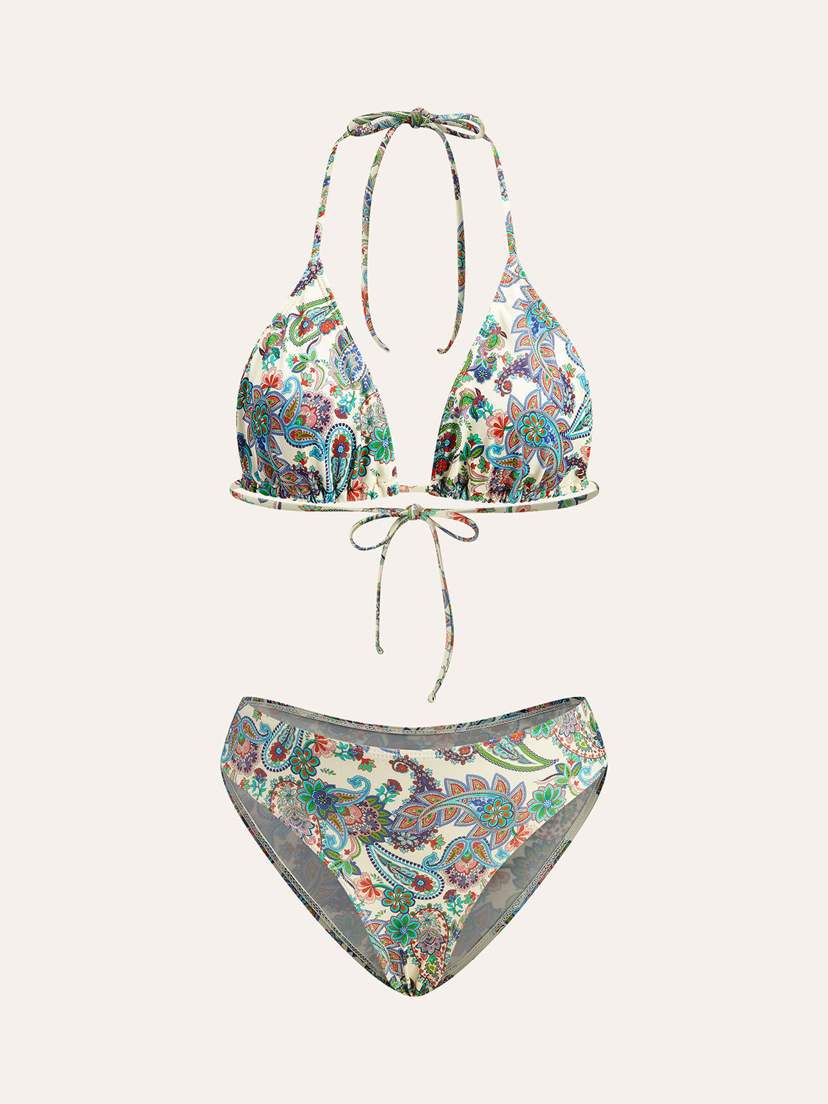 Paisley Desenli Arkası Bağlamalı Bikini Takımı
