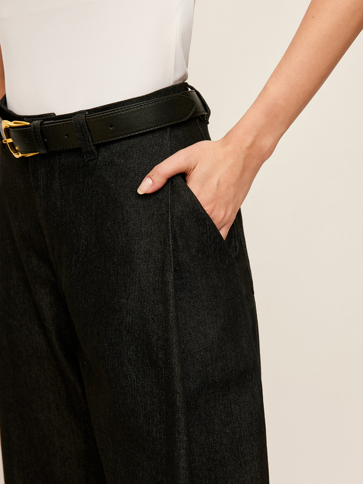 Orta Bel Denim Pantolon Siyah Regular Fit Cepli
