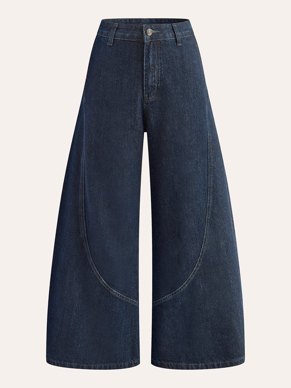 Geniş Paça Orta Bel Pamuklu Jean Siyah Regular Fit