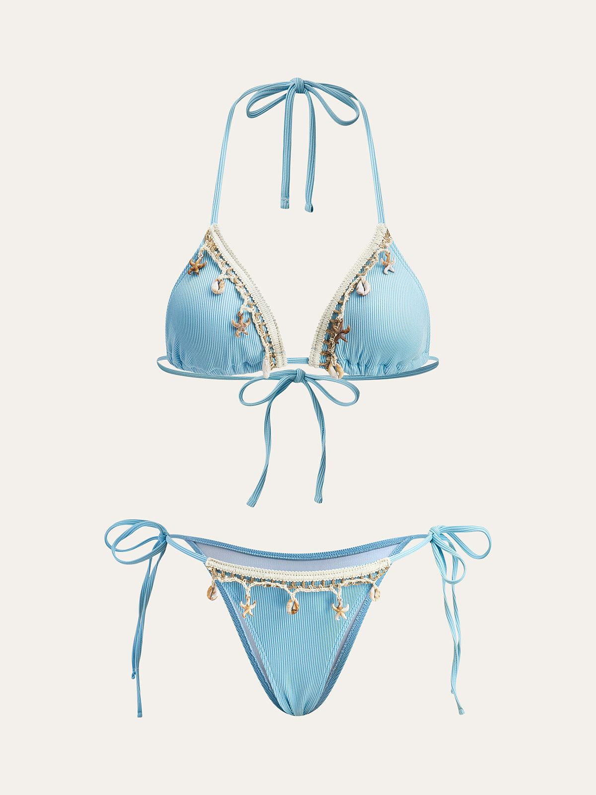 Takımlı Bikini Kontrast Biye Detaylı Açık Mavi - 4. görünüm
