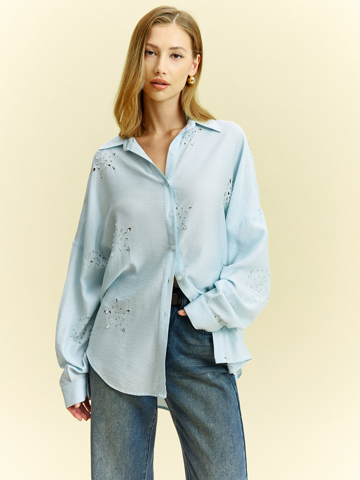 Oversize Göz Detaylı Gömlek - 2. görünüm