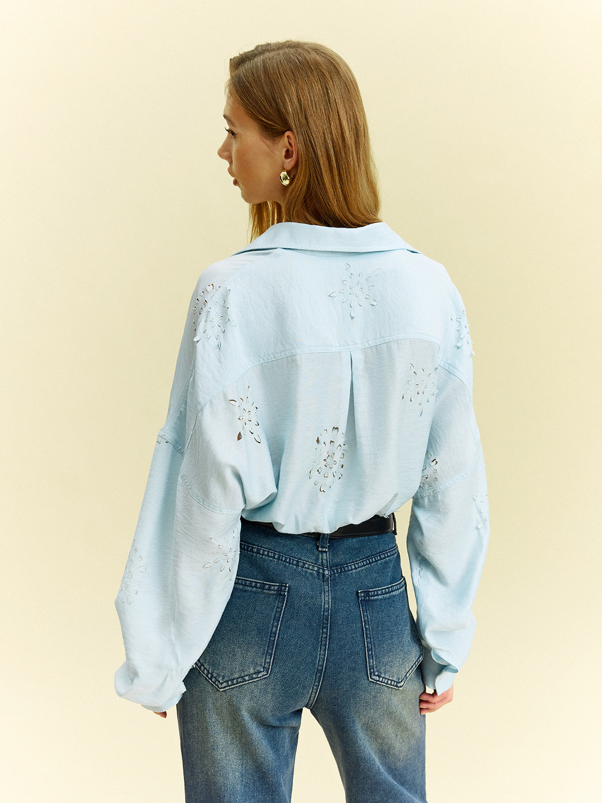 Oversize Göz Detaylı Gömlek - 6. görünüm