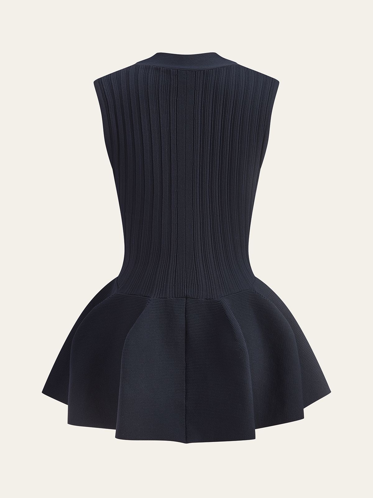 Yapılandırılmış Peplum Düğmeli Örgü Yelek - 3. görünüm