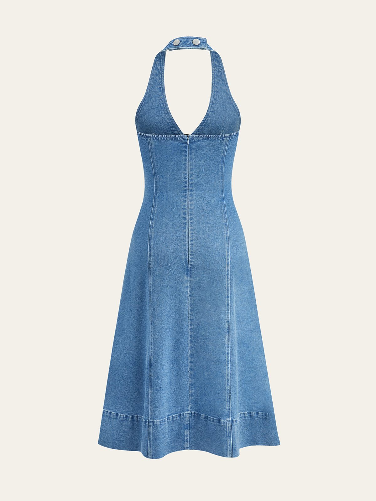 Halter Yaka Dekolteli Midi Elbise