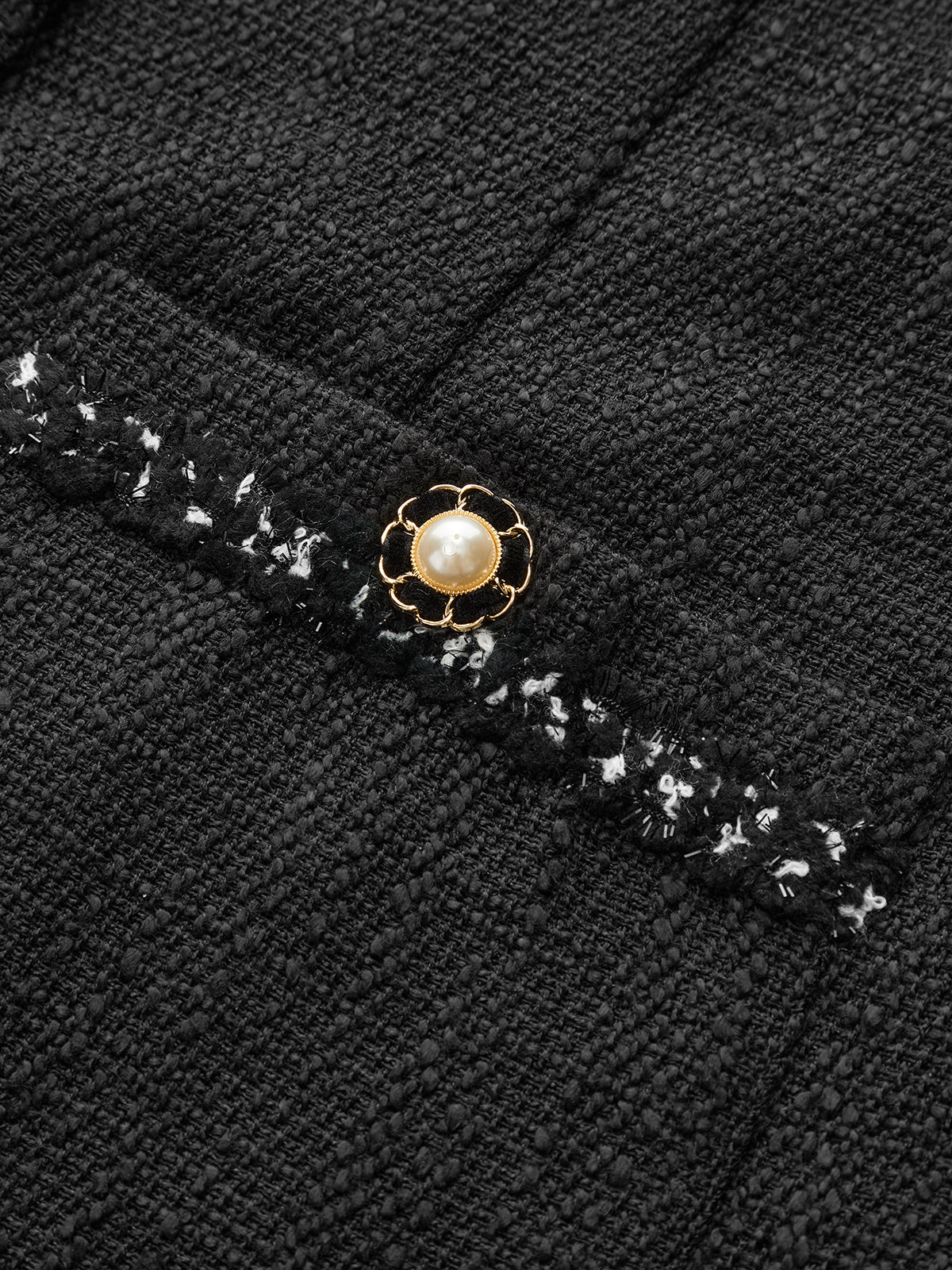 Kolsuz Düğmeli Mini Takım Elbise Siyah Tweed