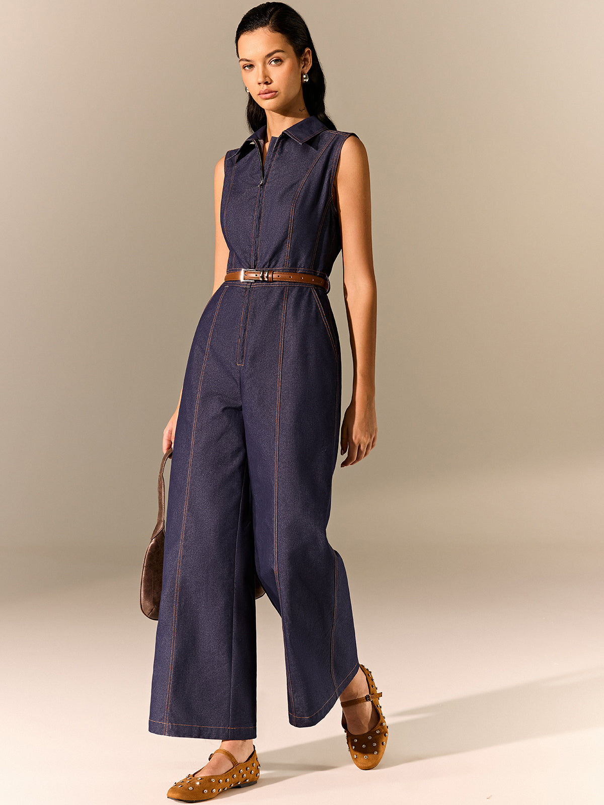 Fermuarlı Jumpsuit Midi Elbise - 2. görünüm