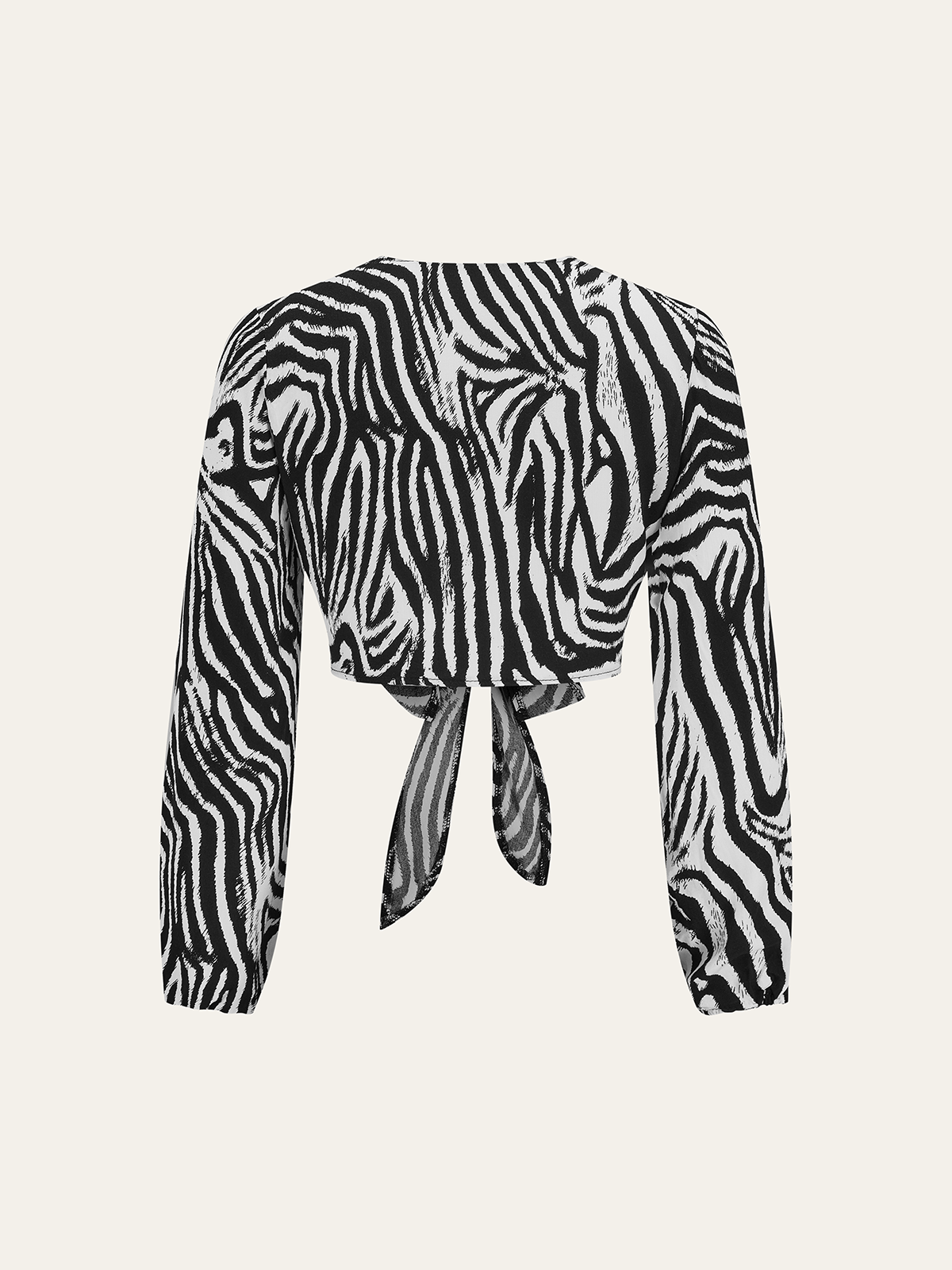 Zebra Desenli Önden Bağlamalı Üst - 4. görünüm