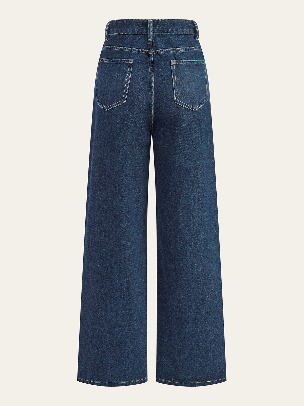Yüksek Bel Bol Paça Kot Pantolon Lacivert Denim