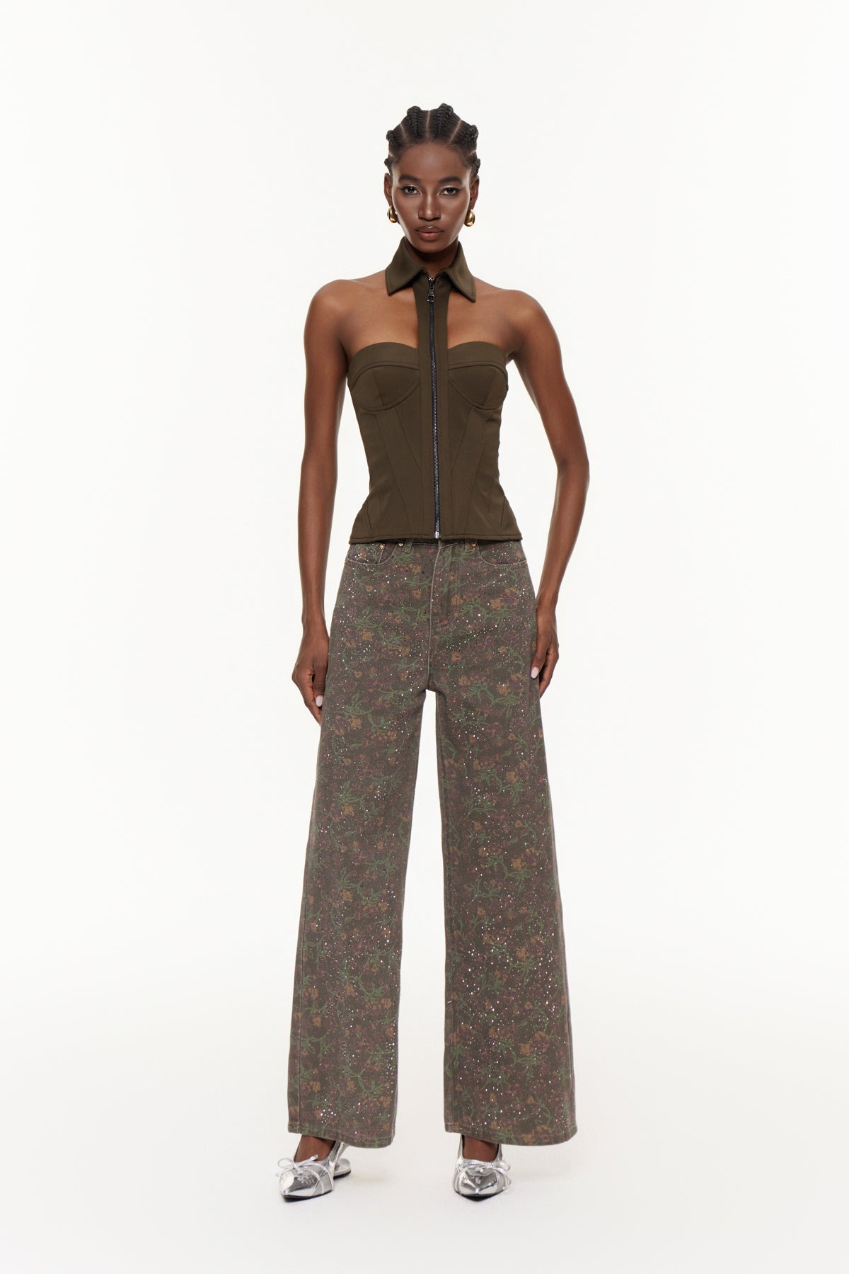 Ehecatl Çiçekli Taşlı Kot Pantolon - 5. görünüm