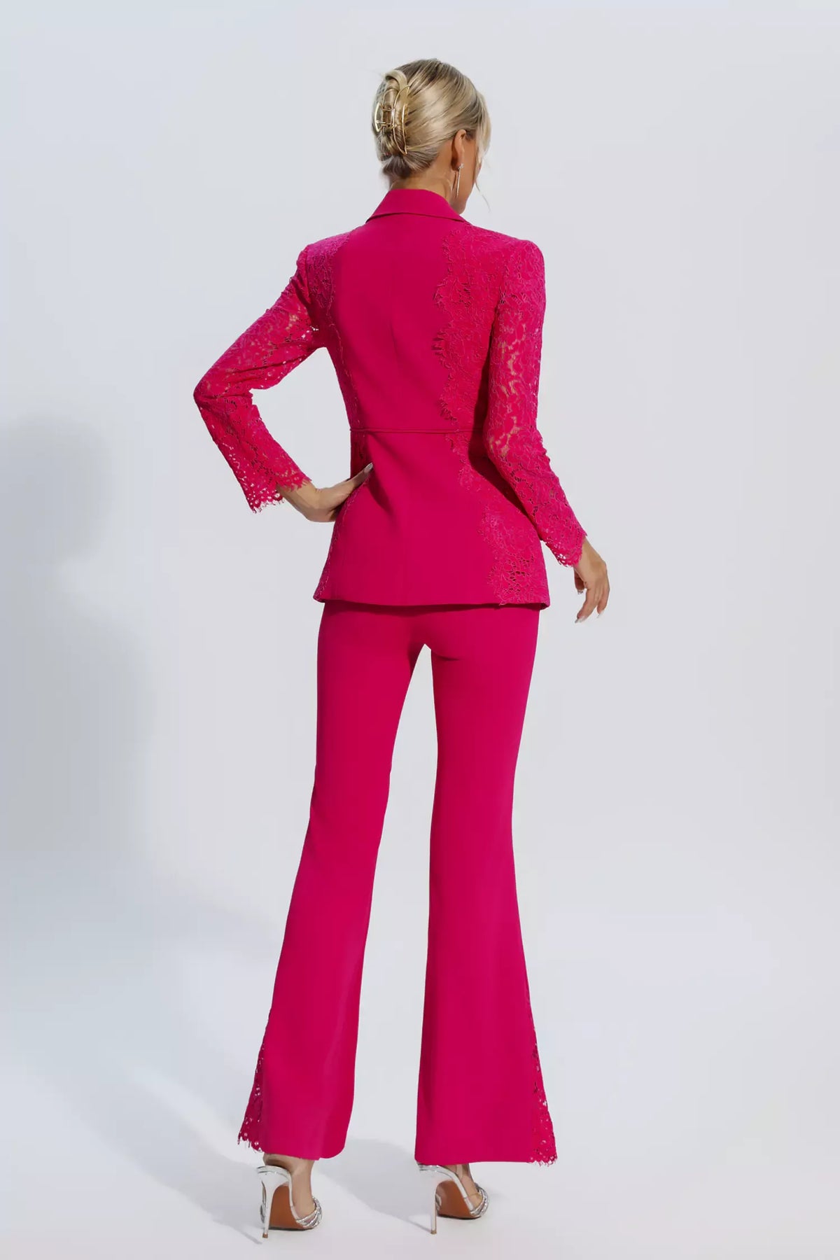 Emory Rose Kırmızı Çiçekli Dantelli Blazer Takım - 7. görünüm