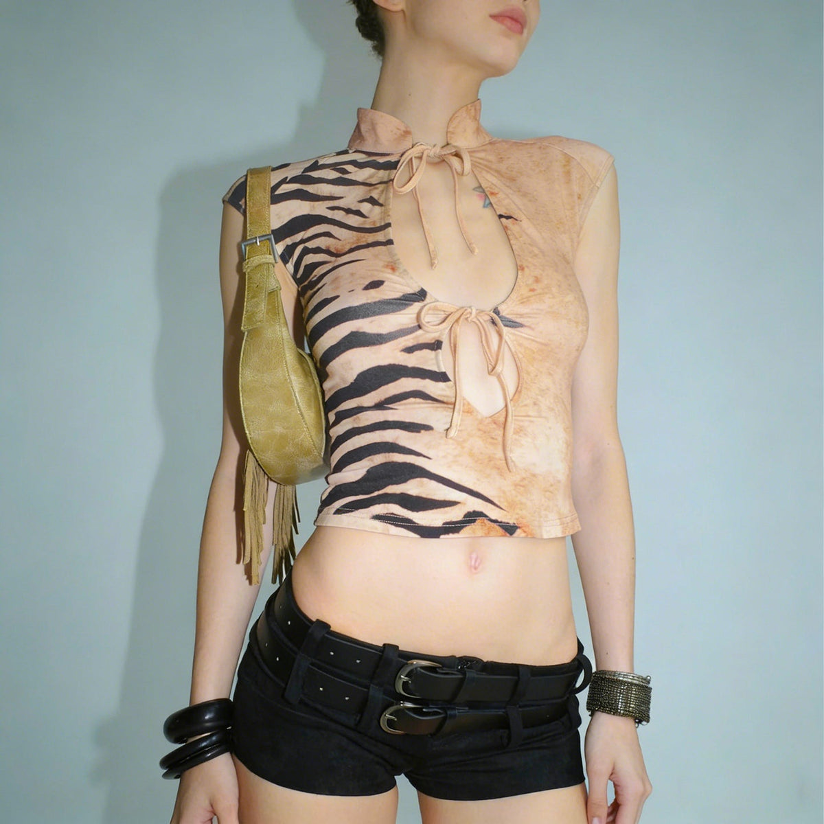 Zilly Zebra Desenli Halter Top - 6. görünüm