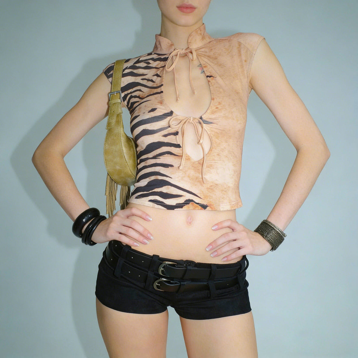 Zilly Zebra Desenli Halter Top - 5. görünüm