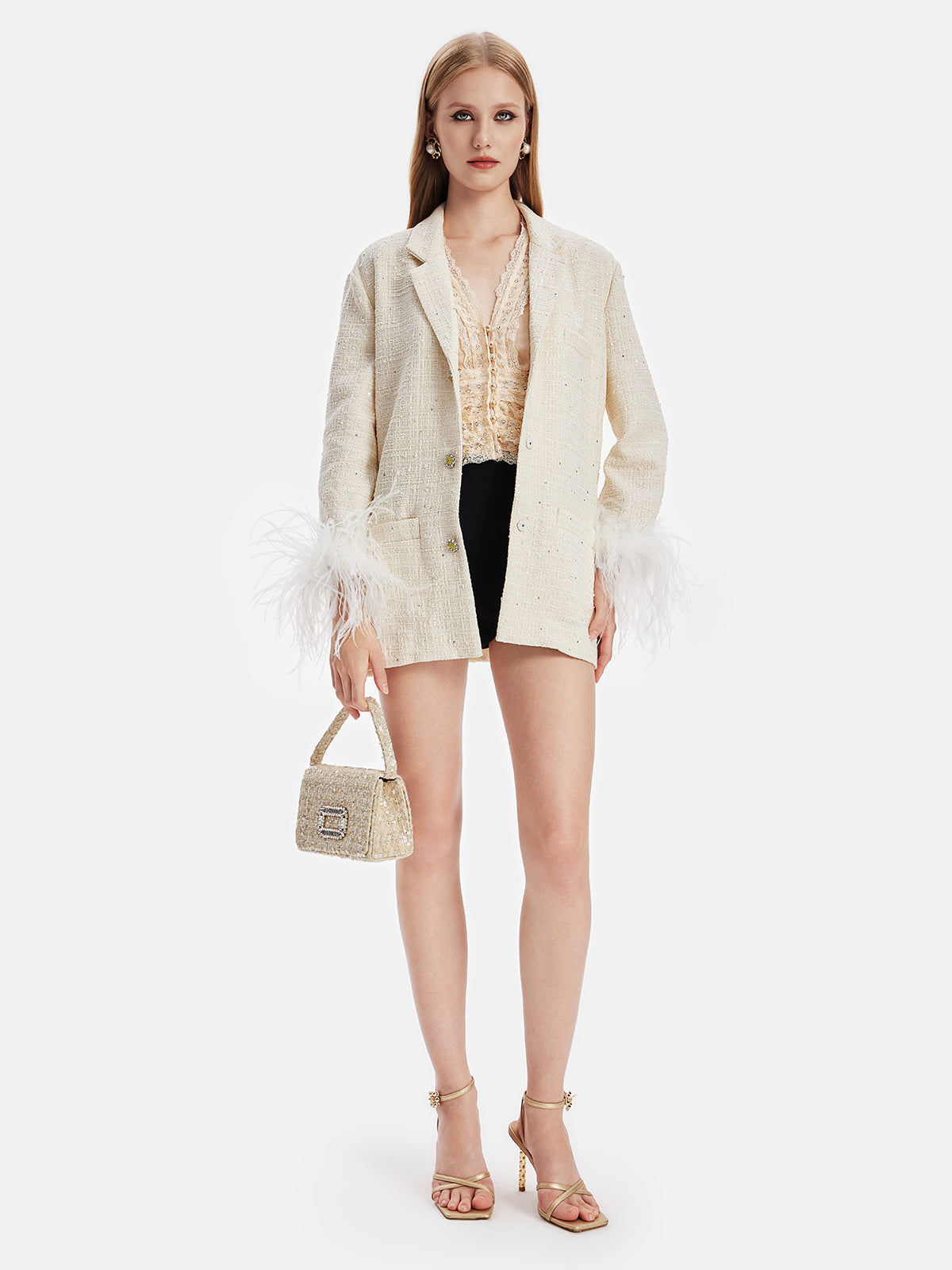 Devekuşu Tüyü Tüvit Blazer
