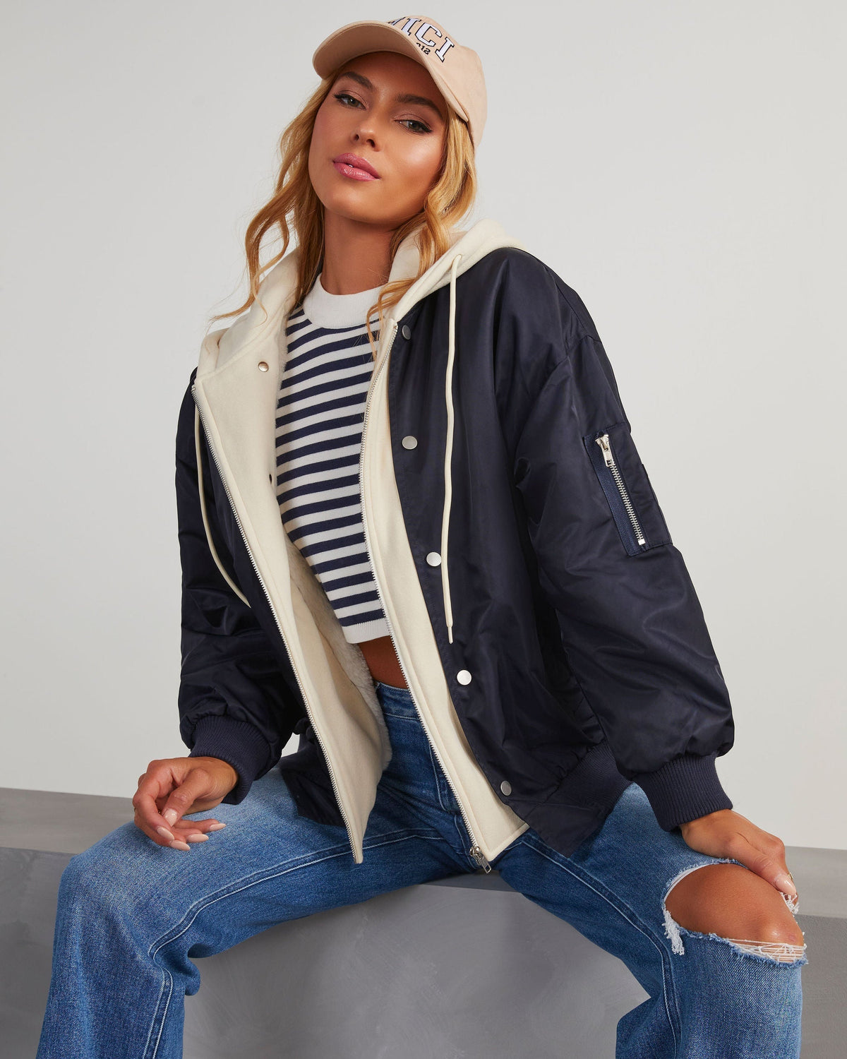 Campus Oversize Hooded Bomber Ceket - 2. görünüm