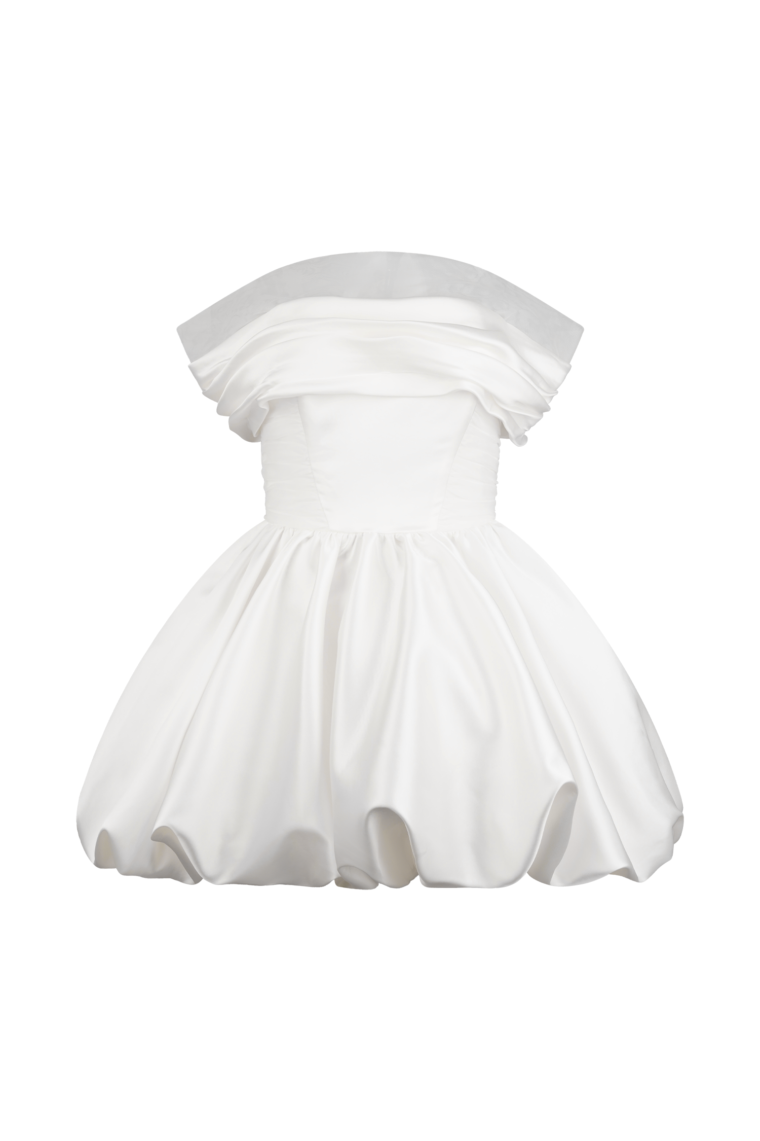 Lauretta Düşük Omuz Mini Elbise - Beyaz