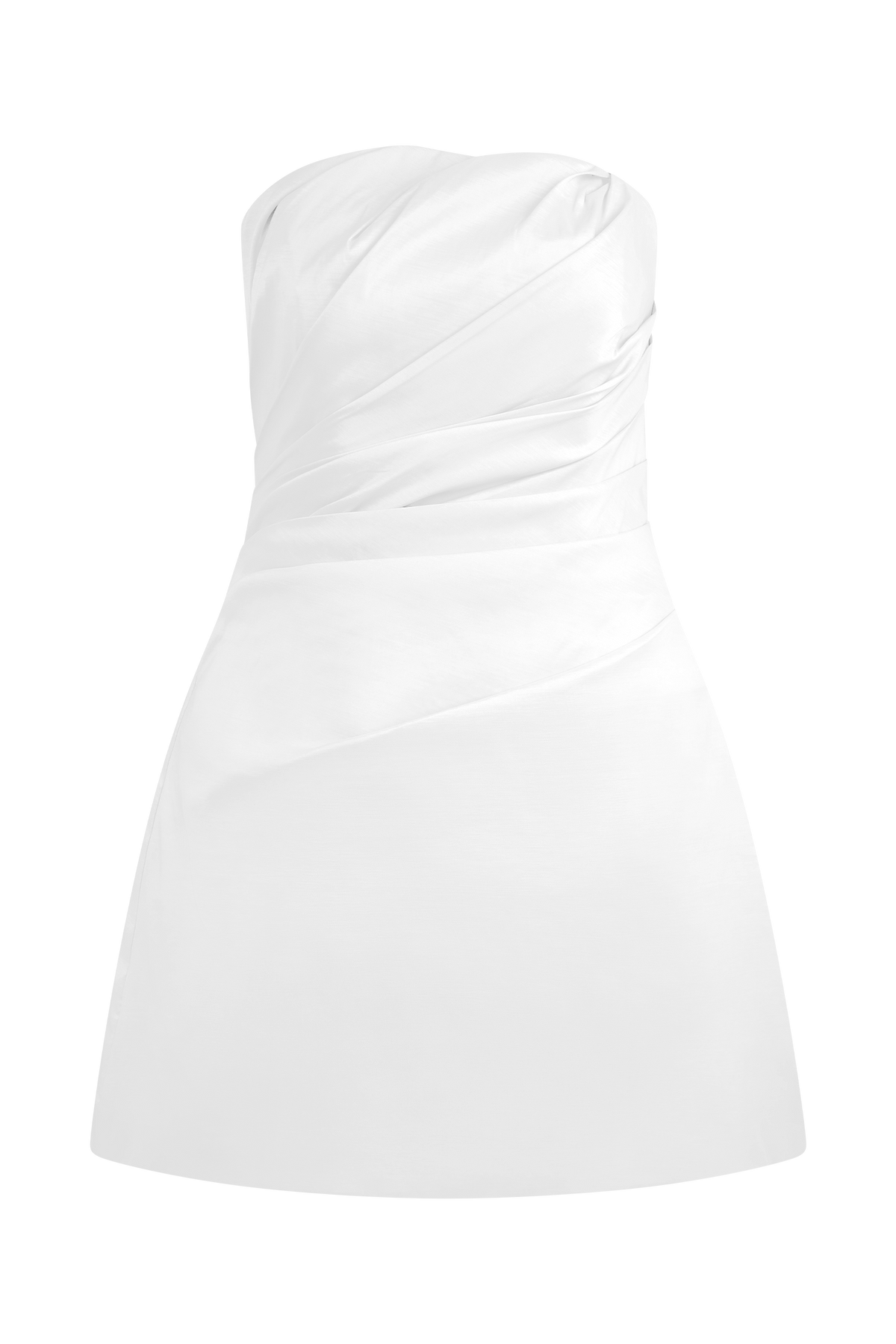 Leslie Büzgülü Tafta Mini Elbise - Beyaz - 10. görünüm