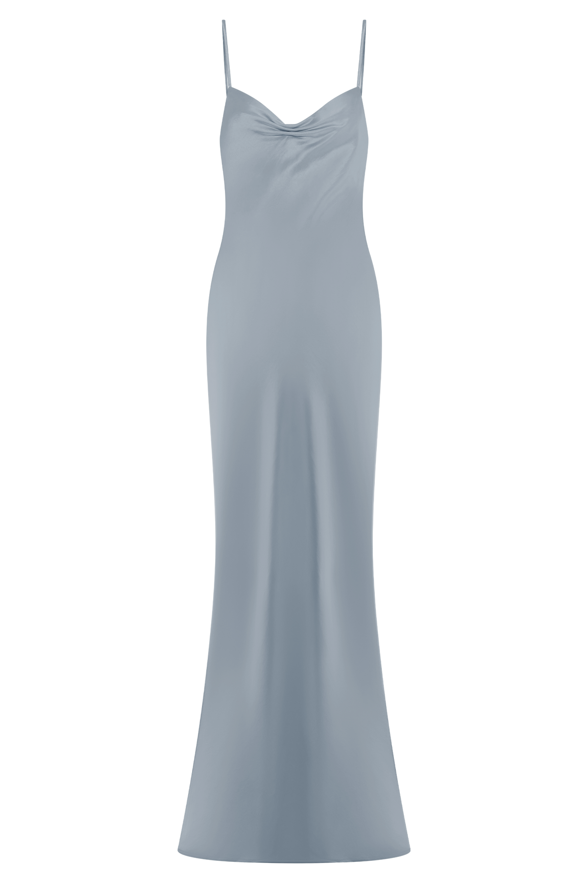 Lilly Sweetheart Saten Maxi Elbise - Buzlu Mavi