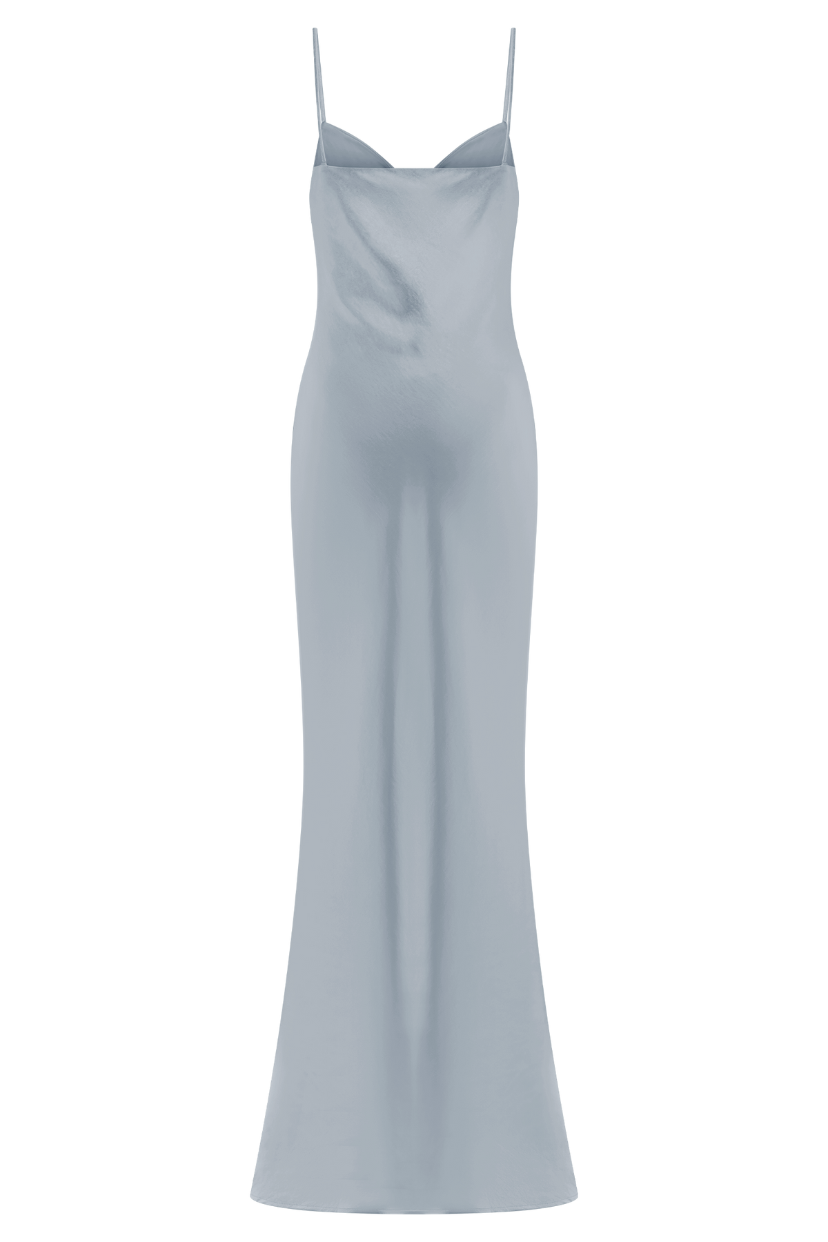 Lilly Sweetheart Saten Maxi Elbise - Buzlu Mavi