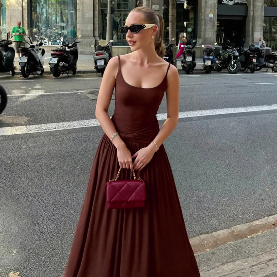 Amelie Askılı Midi Elbise