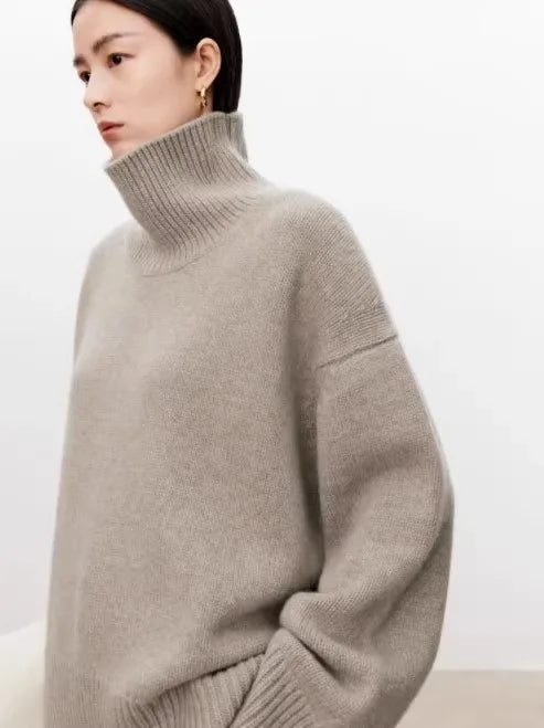 Troy Balıkçı Yaka Oversize Kazak - Gri