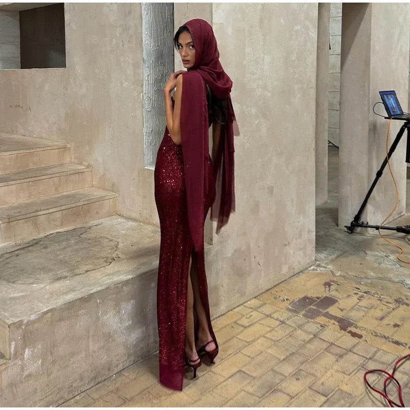 Fern Maksi Elbise - Kırmızı - 3. görünüm